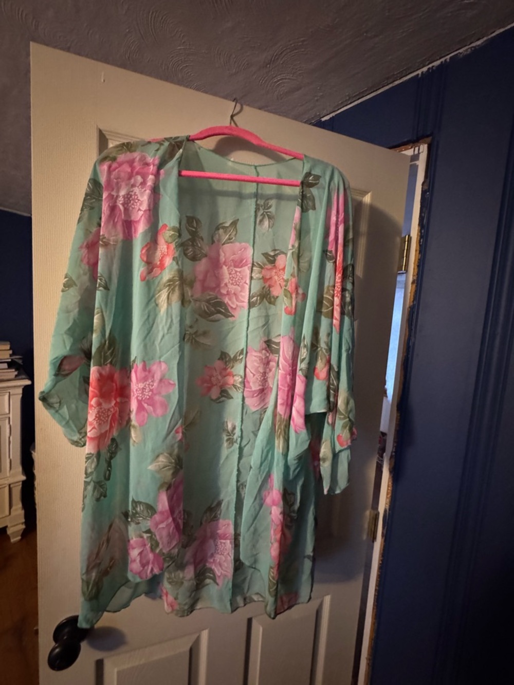 ☀️Floral Mint Green Kimono Cover-Up with Pink Blooms☀️